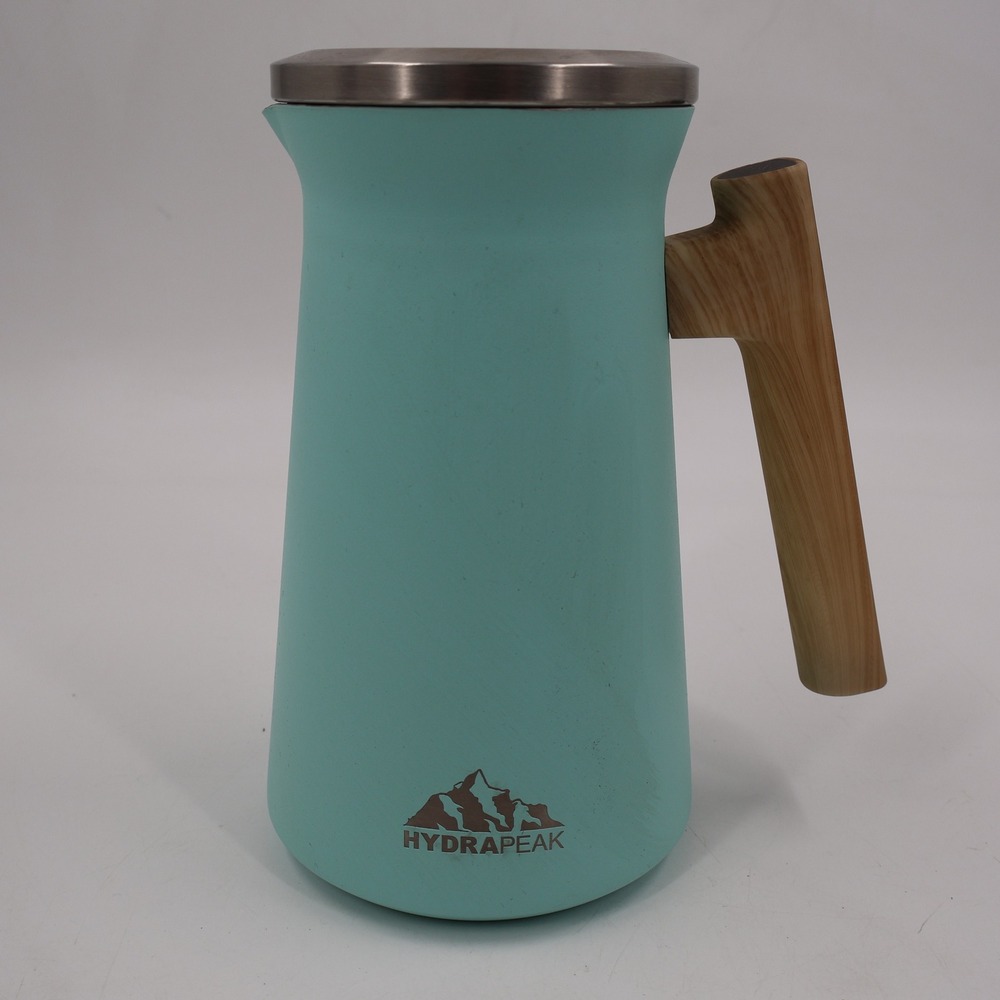 Hydrapeak Insulated Carafe Pitcher OS Aqua Teal Wood Handle Stainless Steel